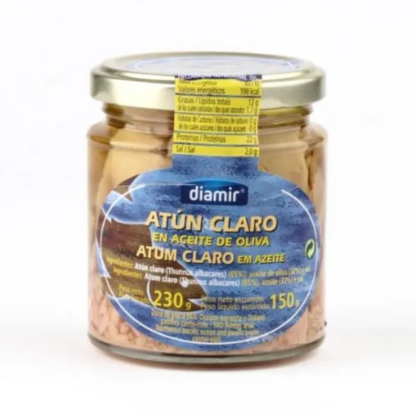 Gelsvauodegių tunų gabaliukai DIAMIR, aliejuje, stiklainyje, 230 g