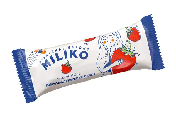Glaistytas varškės sūrelio desertas MILIKO, braškių skonio, 23%, 35 g