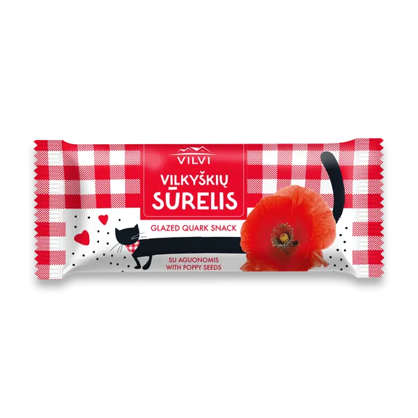 Glaistytas varškės sūrelis VILKYŠKIŲ, su aguonomis, 25%, 40 g