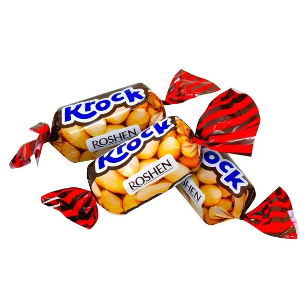 Šokolādes konfektes Krock ar zemesriekstiem un karameli ROSHEN sver.