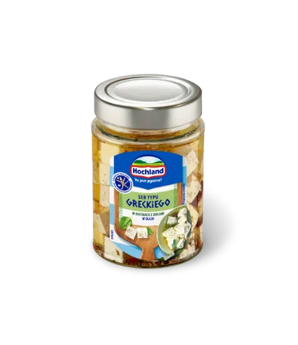 Graikinis sūryminis sūris aliejuje HOCHLAND, kubeliais, su žolelėmis, 300 g