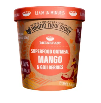 Ātri pagatavojamas auzu pārslas BRAND NEW STORY ar mango un godži ogām, 70g