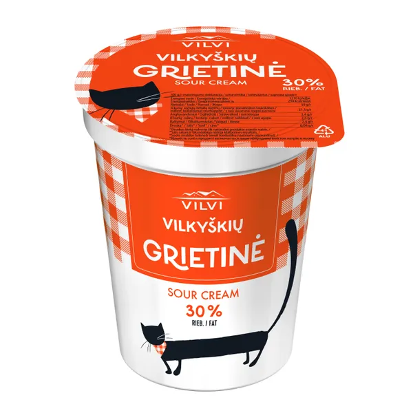 Grietinė VILKYŠKIŲ, 30% riebumo, 350 g, indelis