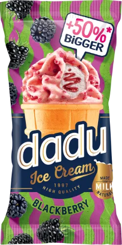 Grietininiai ledai DADU, su jogurto skonio glaistu ir gervuogėmis,180ml
