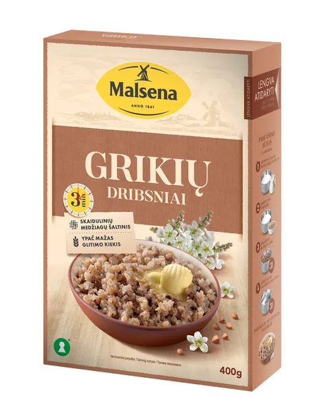 Grikių dribsniai MALSENA, Dribsnių Energija, 3 min, 400 g