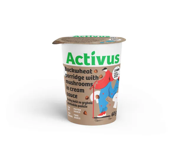 Griķu biezenis ar sēnēm krējuma mērcē ACTIVUS, krūzē, 60g