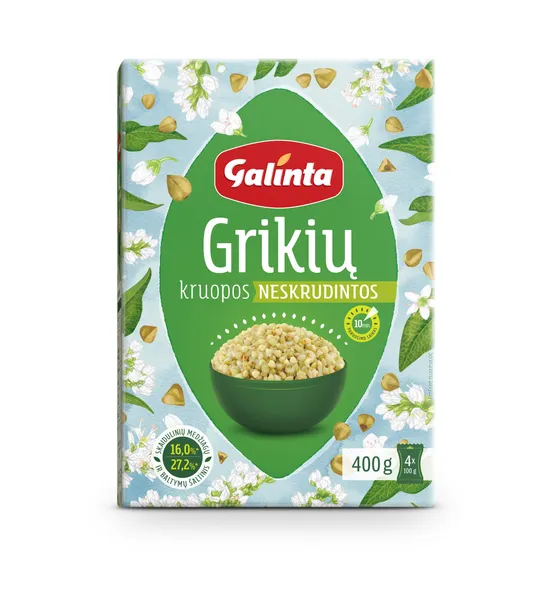Grikių kruopos GALINTA, neskrudintos, 4 x 100 g