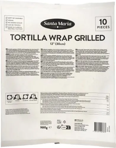 Kviešu tortiljas grilētas 30 cm, 900 g, (10x10) Santa Maria