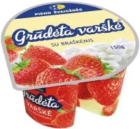 GRŪDĖTA varškė, su braškėmis, 150 g