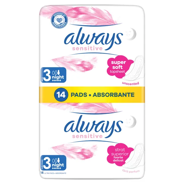 Higieniniai paketai ALWAYS Sensitive Night, S3, 14 vnt.