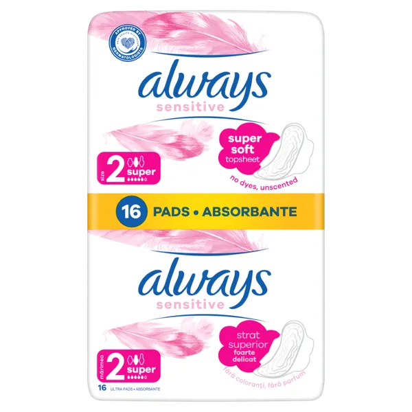 Higieniniai paketai ALWAYS Sensitive Super Plus, S2, 16 vnt.