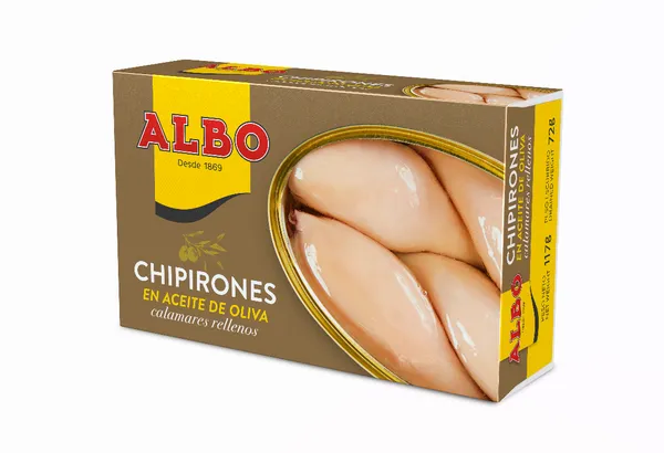 Įdaryti kalmarai alyvuogių aliejuje, 115g