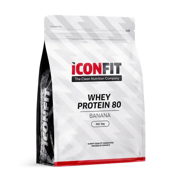 Išrūgų baltymų milteliai ICONFIT, bananų skonio, 1 kg
