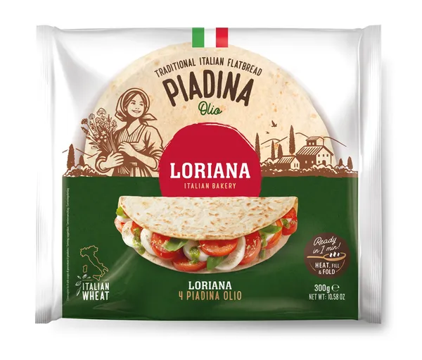 Itališka duona LORIANA, Piadina Olio, 300 g, (4x75g)