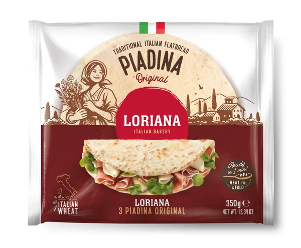 Itališka duona LORIANA, Piadina Original, 350 g, (3x115g)