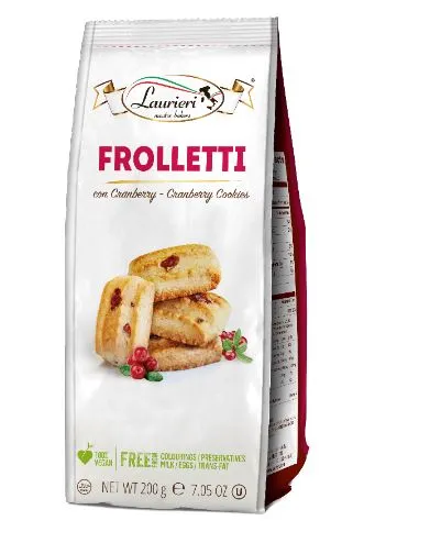 Itāļu cepumi LAURIERI Frolletti, ar dzērvenēm, 200g