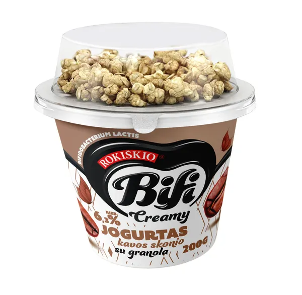 Jogurtas Bifi Creamy kavos skonio su granola 6,3% rieb., 200 g