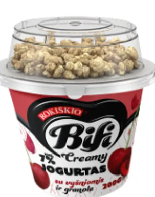 Jogurtas BIFI Creamy, su vyšniomis ir granola , 6%. 200 g