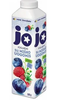 Jogurtas JO, 2,4%, su miško uogomis ir bifido bakterijomis, 0,5 kg