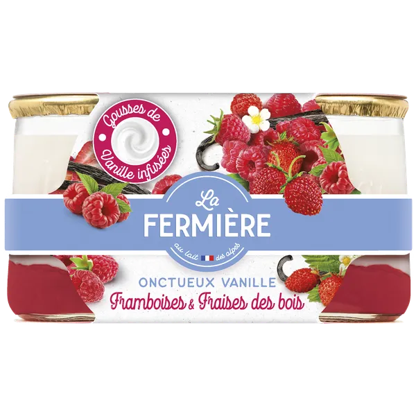 Jogurtas LA FERMIERE, su avietėmis ir laukinėm braškėm, 2x150g