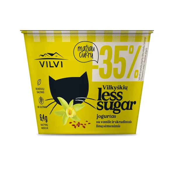 Jogurtas LESS SUGAR, vanilės skonio ir skrudintais linų sėmenimis, 3,6% riebumo, 200 g