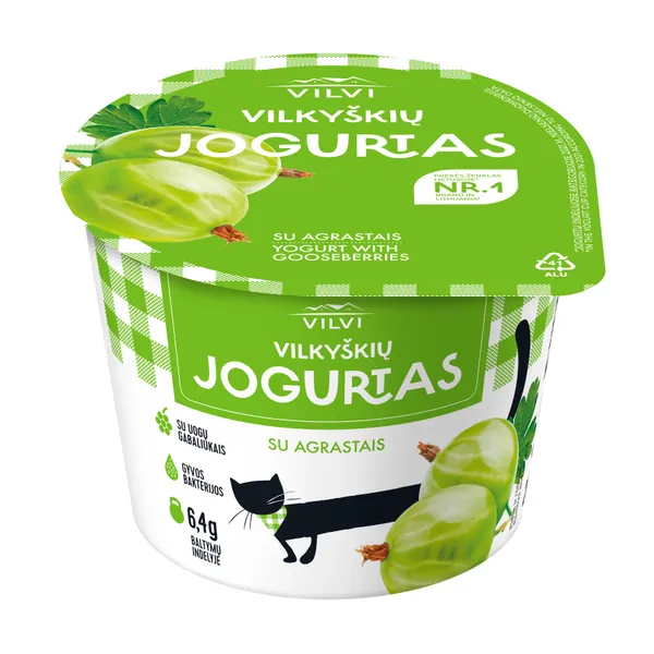 Jogurtas VILKYŠKIŲ, agrastų skonio, 3,6 % riebumo, 200 g