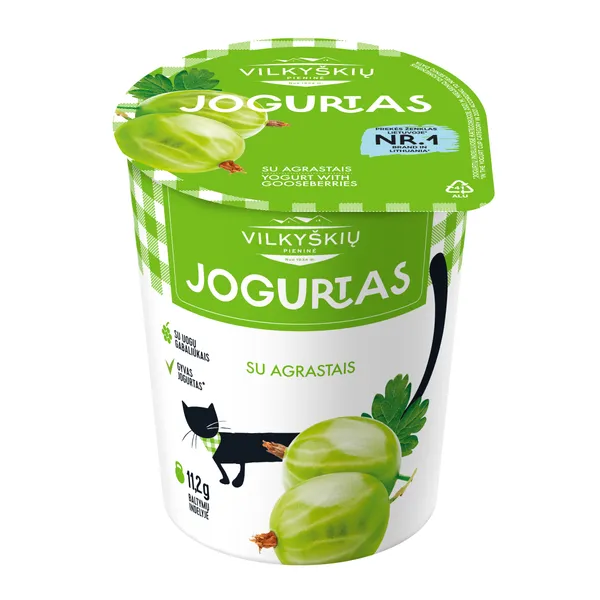 Jogurtas VILKYŠKIŲ, agrastų skonio, 3,6 % riebumo, 350 g