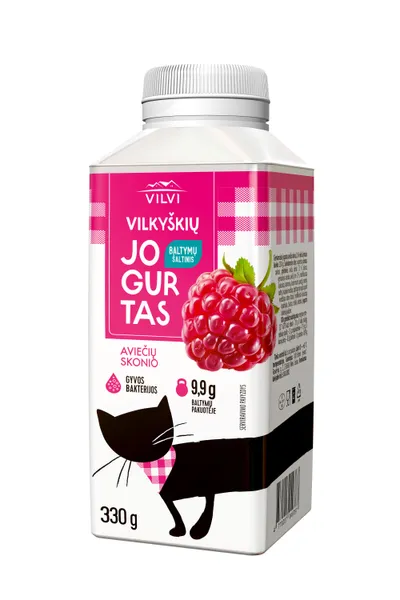 Jogurtas VILKYŠKIŲ, aviečių skonio, 2% riebumo, 330 ml, tetratop