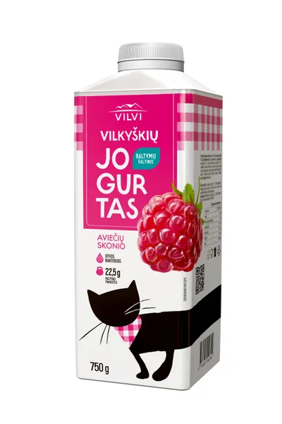 Jogurtas VILKYŠKIŲ, aviečių skonio, 2% riebumo, 750 ml, tetratop