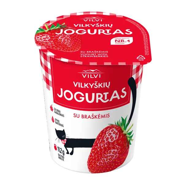 Jogurtas VILKYŠKIŲ, braškių skonio, 3,6 % riebumo, 350 g