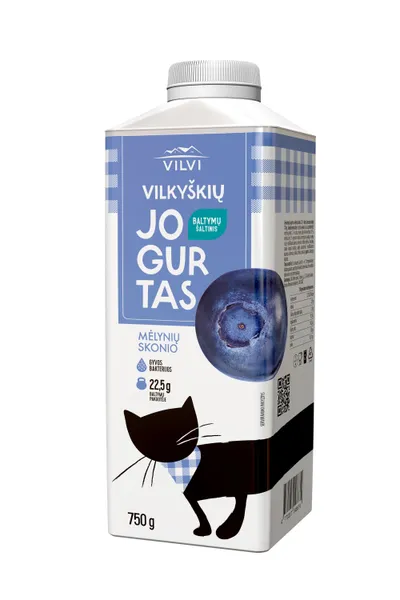 Jogurtas VILKYŠKIŲ, mėlynių skonio, 2% riebumo, 750 ml, tetratop