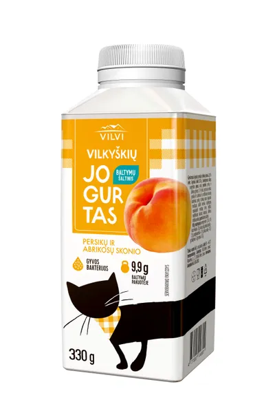 Jogurtas VILKYŠKIŲ, persikų ir abrikosų skonio, 2% riebumo, 330 ml, tetratop