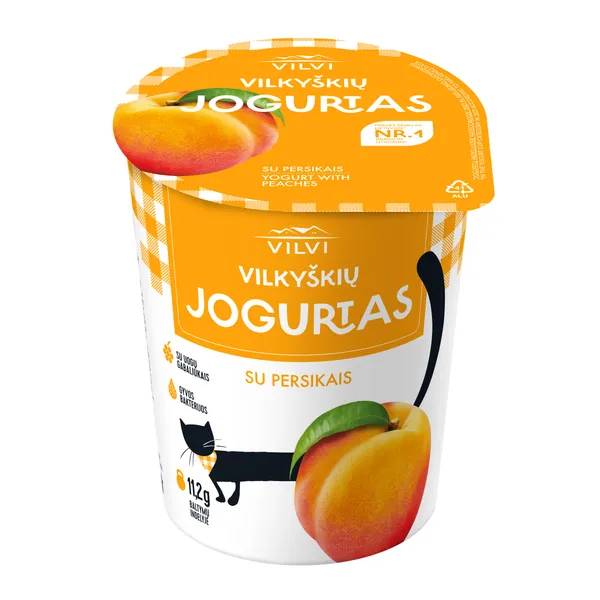 Jogurtas VILKYŠKIŲ, persikų skonio, 3,6 % riebumo, 350 g