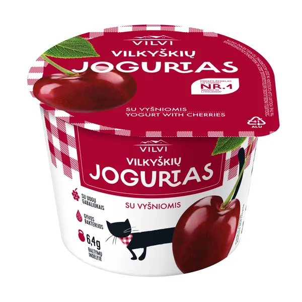 Jogurtas VILKYŠKIŲ, vyšnių skonio, 3,6 % riebumo, 200 g