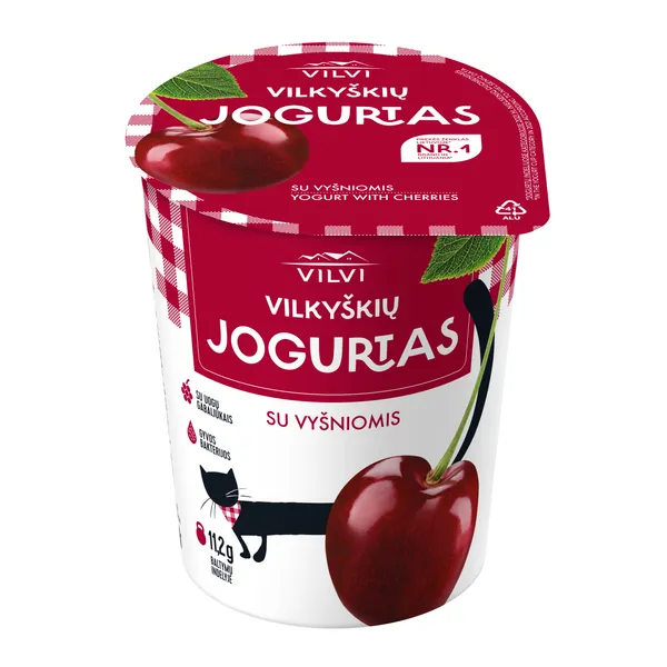 Jogurtas VILKYŠKIŲ, vyšnių skonio, 3,6 % riebumo, 350 g