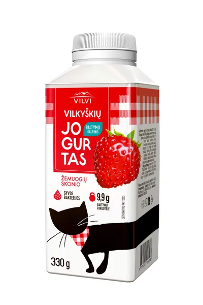 Jogurtas VILKYŠKIŲ, žemuogių skonio, 2% riebumo, 330 ml, tetratop