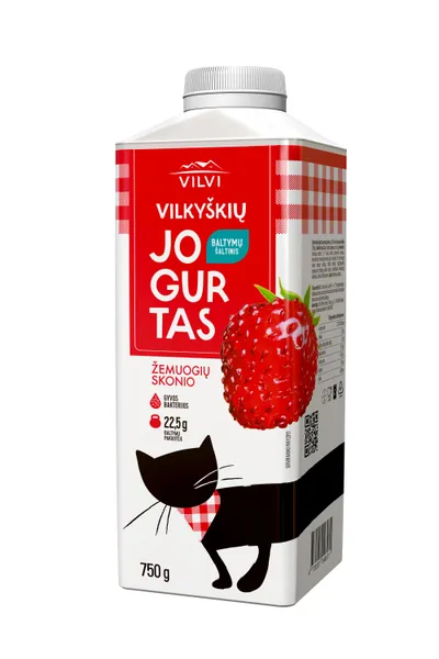 Jogurtas VILKYŠKIŲ, žemuogių skonio, 2% riebumo, 750 ml, tetratop