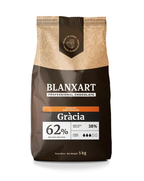 Juodas šokoladas BLANXART, Gracia 62 %, 5 kg