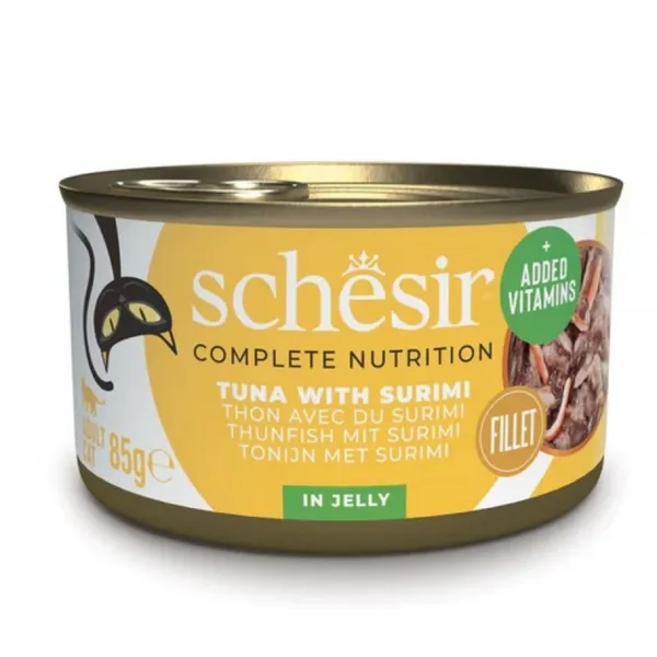 Kačių ėdalas SCHESIR CAT, Su tunu ir krabais, 85 g