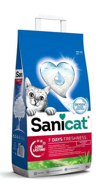 Kačių kraikas SANICAT Aloe vera, nesušokantis, 4 l