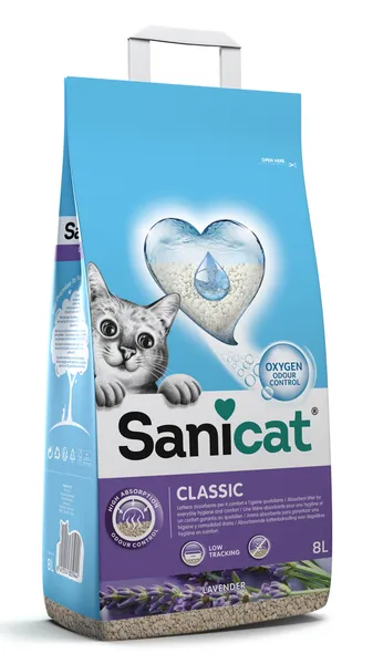 Kačių kraikas SANICAT Classic + Lavander, nesušokantis,  8 L