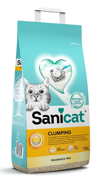 Kačių kraikas SANICAT Clumping, betonitinis, sušokantis, bekvapis, 8 l