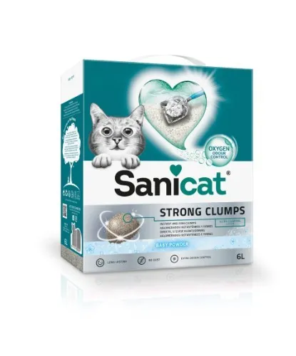Kačių kraikas SANICAT Strong clumps, betonitinis, sušokantis, 6 l
