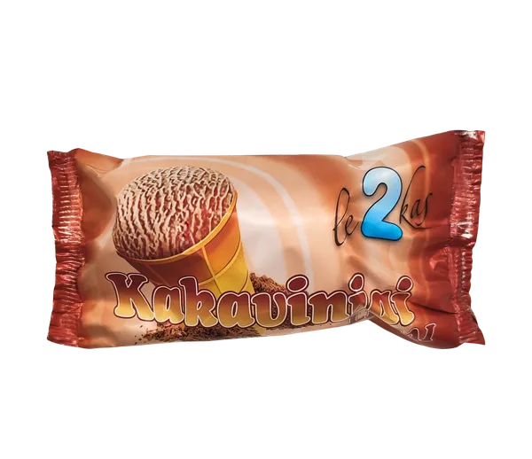 Kakaviniai ledai LE2KAS, vafliniame puodelyje, 5 %, 120 ml/65 g