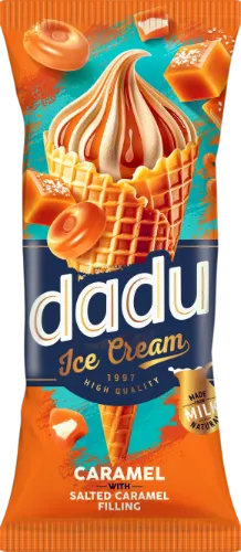 Karameliniai grietininiai ledai DADU su sūrios karamelės įdaru, 150ml