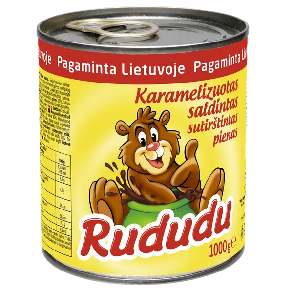 Karamelizuotas sutirštintas pienas RUDUDU, 8%, 1kg