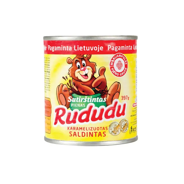 Karamelizuotas sutirštintas pienas RUDUDU, 8%, 397 g