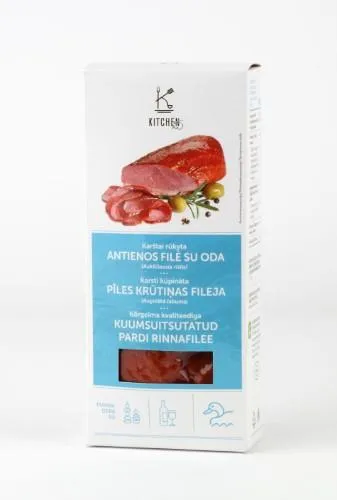 Karštai rūkyta anties filė, su oda, ~250 g
