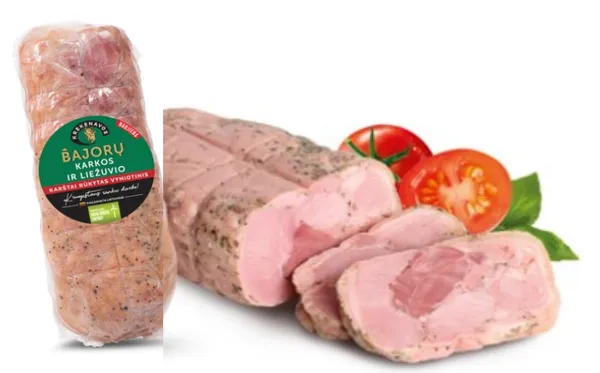 Karštai rūkytas BAJORŲ kiaulienos karkos ir liežuvio vyniotinis, nepjaustytas, vakume, 1 kg.