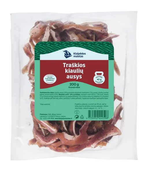 Karštai rūkytos kiaulių ausys, pjaustytos, 200 g